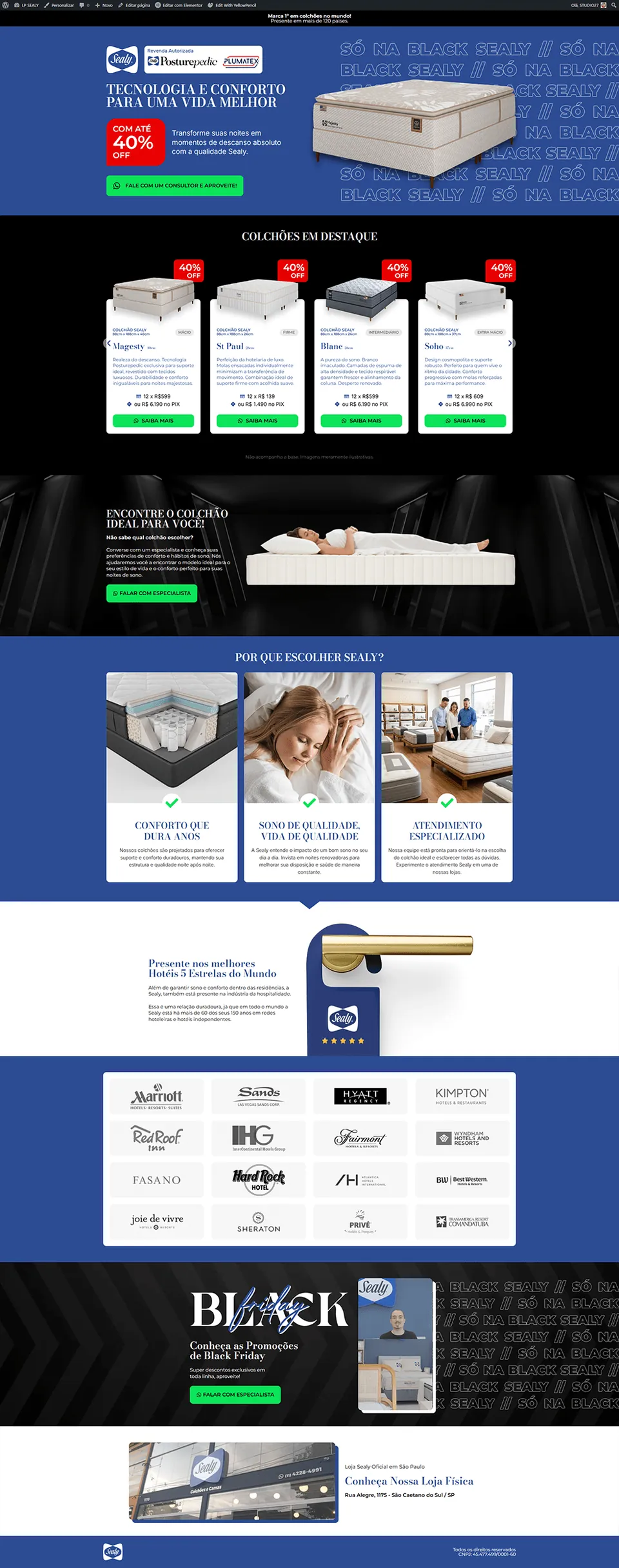 Sealy Black, landing page